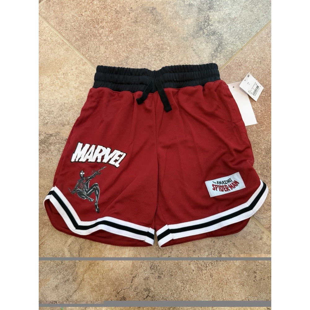 Boys' Marvel Spider-Man Red & Black Basketball Shorts Size Small NWT